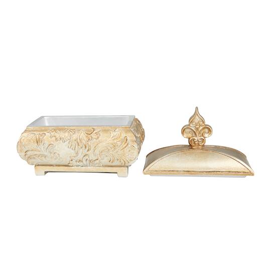 11" Gold Rectangular Traditional Decorative Jar